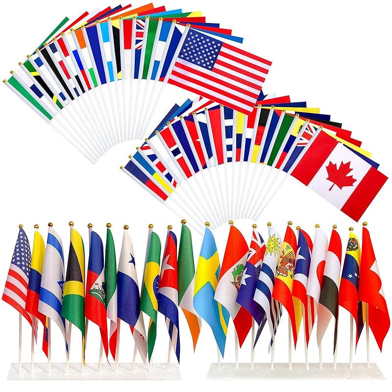 200 Countries Mini Flags – Hand Held Polyester Flag Set-Globe Flags