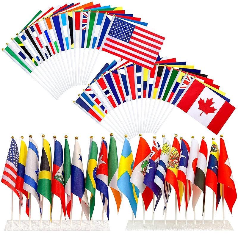 200 Countries Mini Flags – Hand Held Polyester Flag Set-Globe Flags