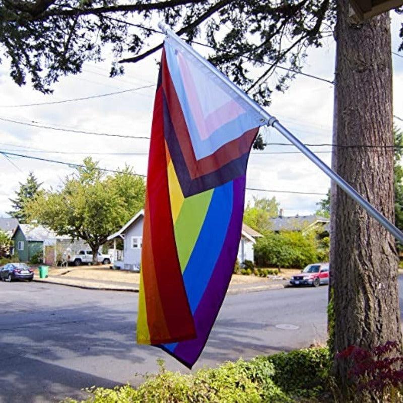 Pride Rainbow Vibrant Flag – Banner for Indoor & Outdoor Display close-up showing fabric and print quality