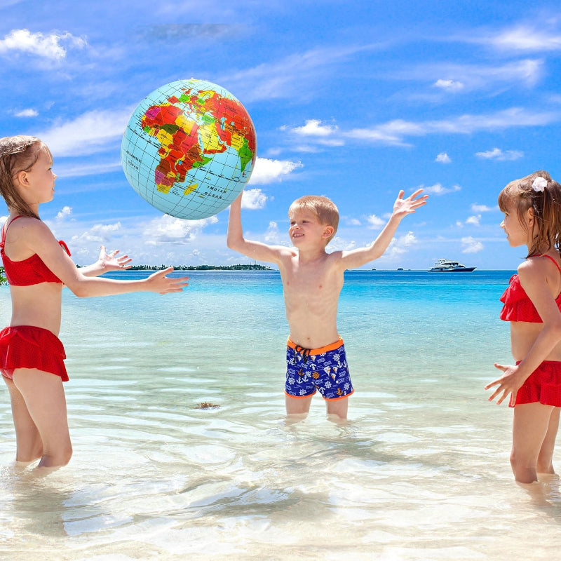 6 Set World Globe Beach Ball - Educational Inflatable Globe Balls-Globe Flags
