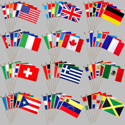 100 Pc Mini International World Flags Set-Globe Flags