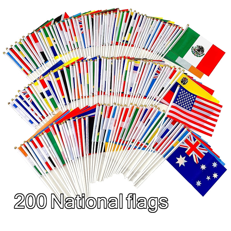 200 Countries International Flags Hand Held Mini Flags