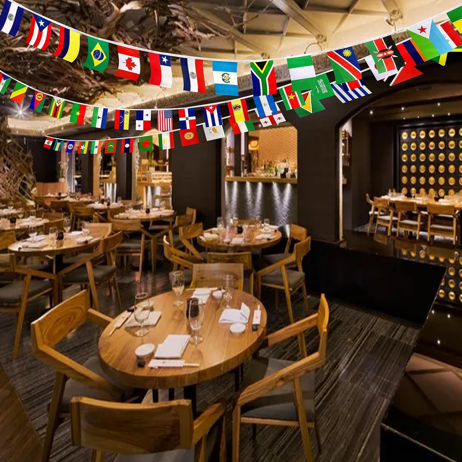 224 Pc Of Mini Inter Countries Flag - displayed outdoors on flagpole