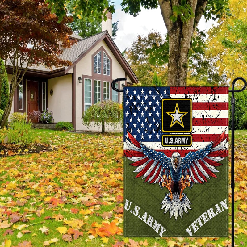 US Army Veteran Double Sided Garden Flag With Eagle Design-Globe Flags