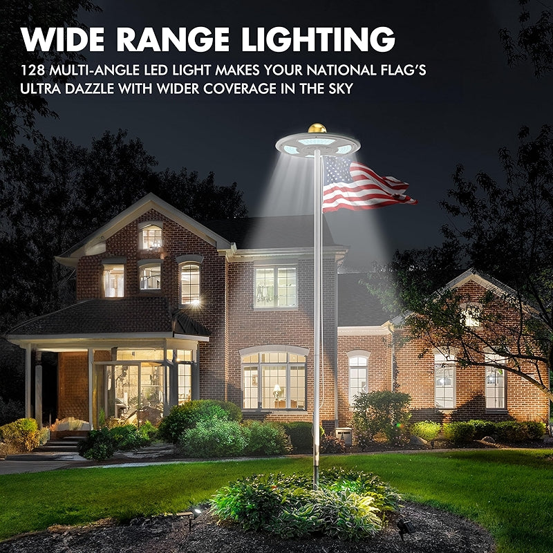 Solar Light For Flag Pole Outdoor With 128 Led Waterproof
