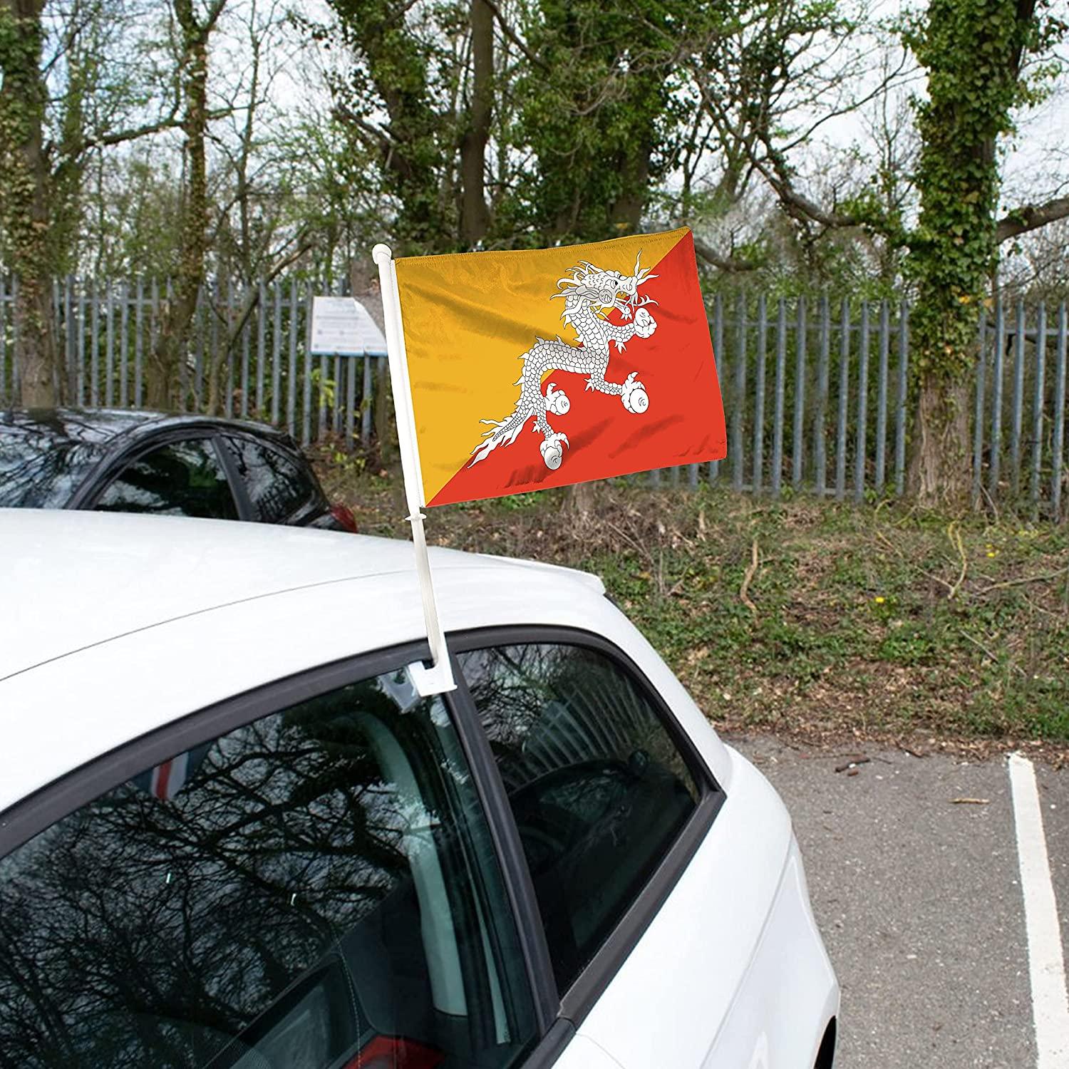 Designed Bhutan Car Window Mounted Flag For Car-Globe Flags
