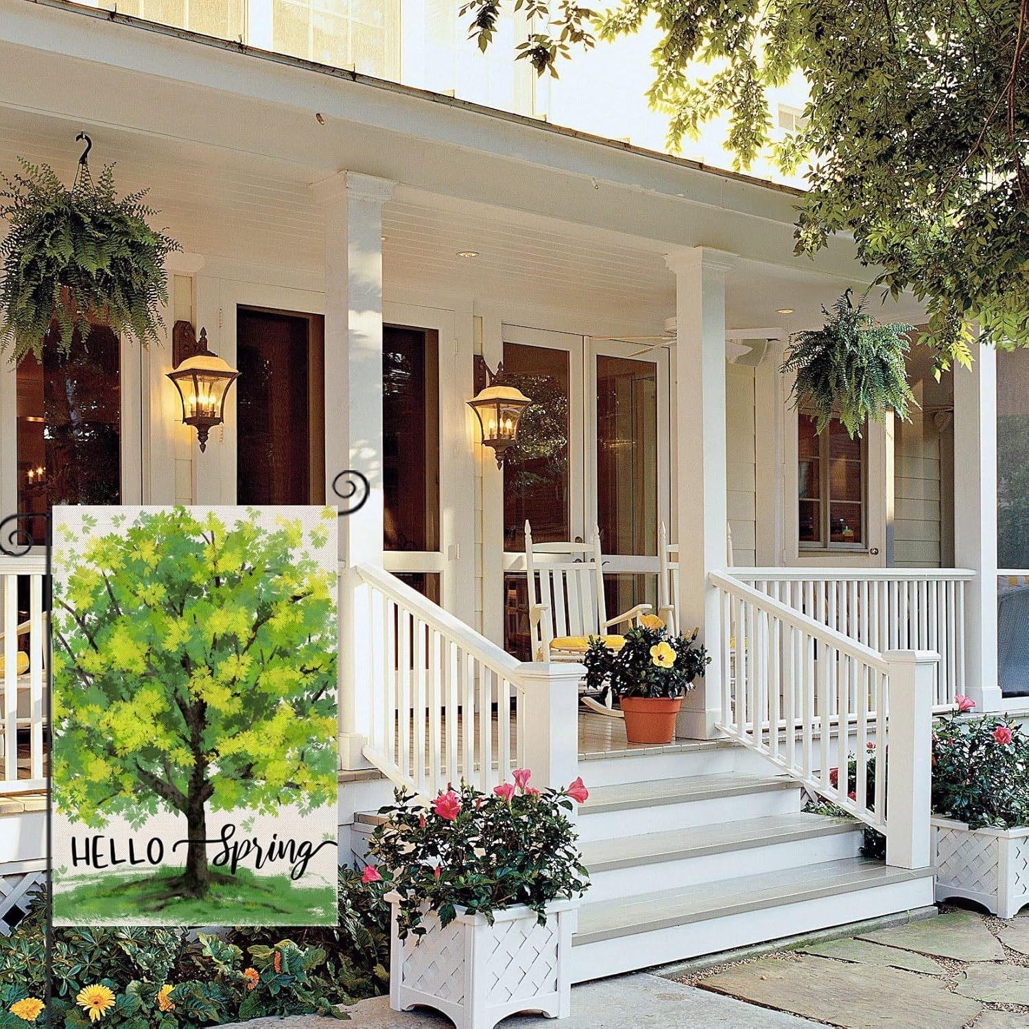 Spring Welcoming Sign Board For Decor close-up showing fabric texture and vivid colors