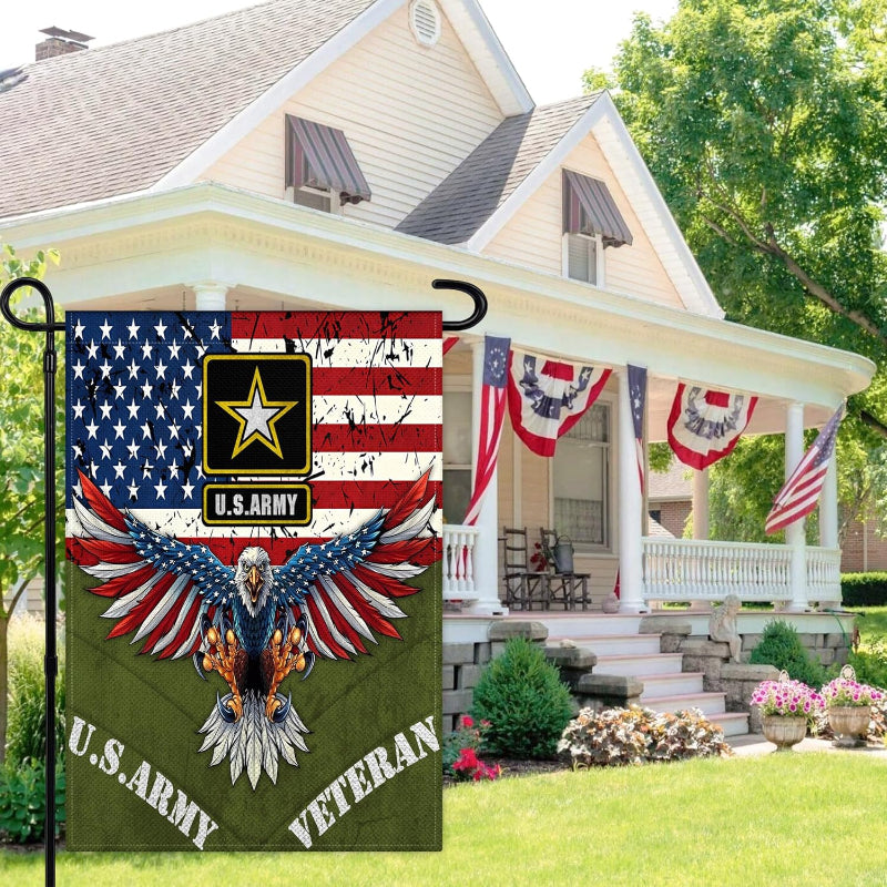 US Army Veteran Double Sided Garden Flag With Eagle Design-Globe Flags