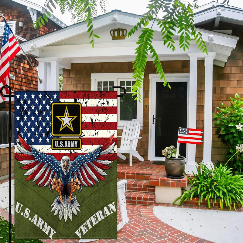 US Army Veteran Double Sided Garden Flag With Eagle Design-Globe Flags