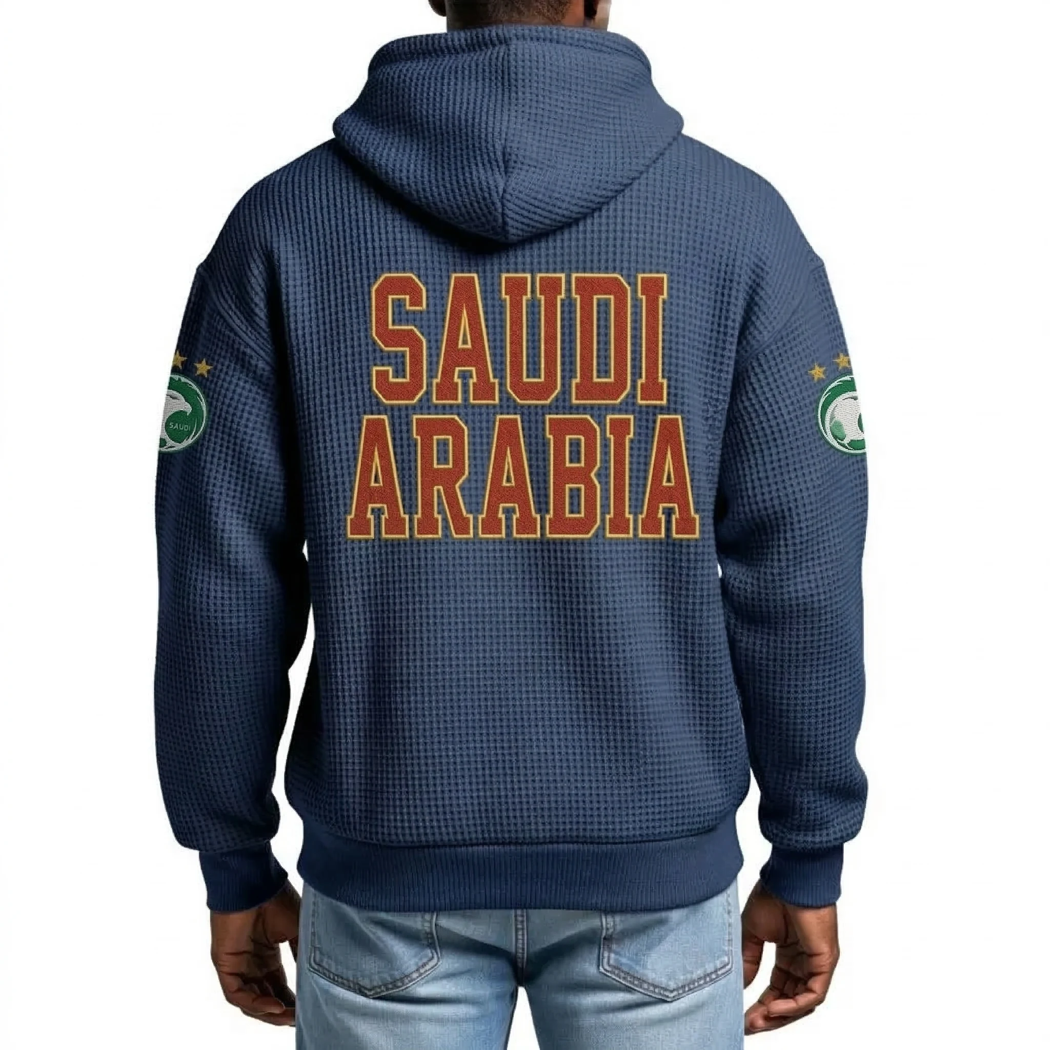 Saudi Arabia Printed Waffle Quarter Zip Football Fan Hoodie