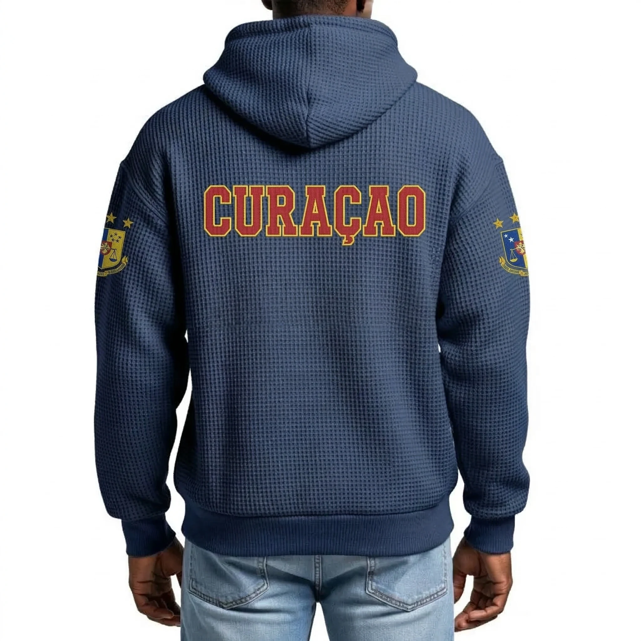 Curacao Printed Waffle Quarter Zip Football Fan Hoodie