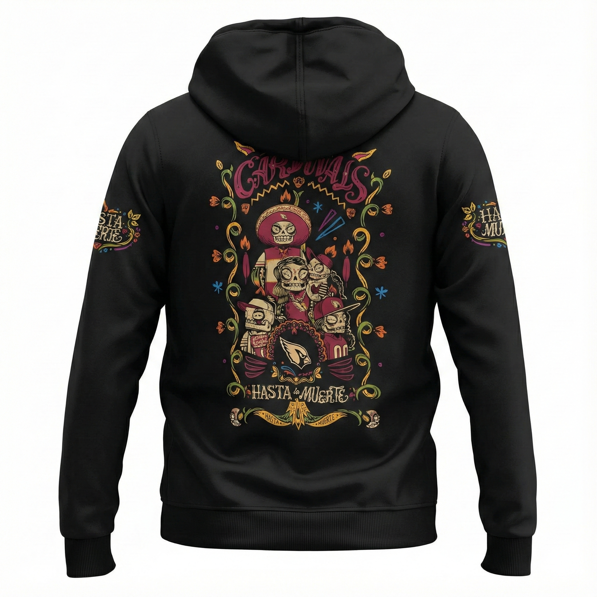 Hasta La Muerte Spirit Themed Arizona Cardinals Football Fanwear Hoodie