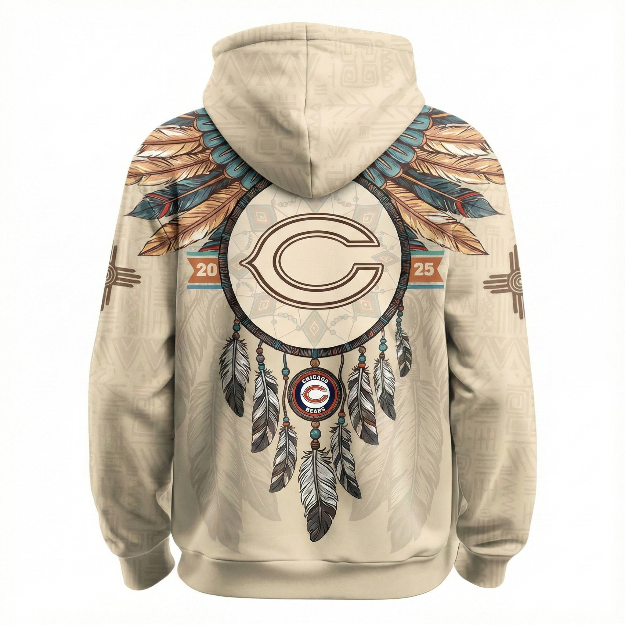 Native Heritage Themed Inspired Chicago Bears Football Fan Pullover Hoodie