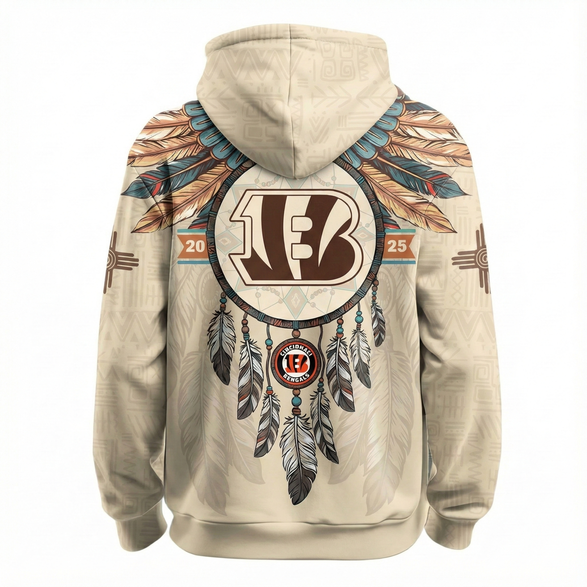Native Heritage Inspired Cincinnati Bengals Football Fan Printed Pullover Hoodie