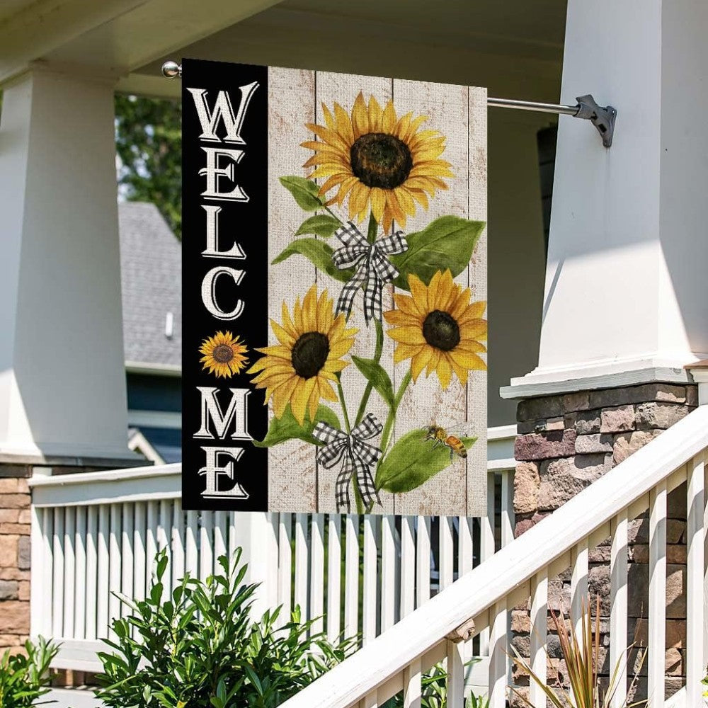 Cheerful Welcome House Flag For Inviting Home Decor-Globe Flags