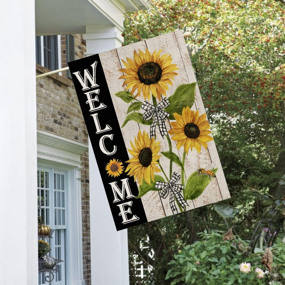 Cheerful Welcome House Flag For Inviting Home Decor-Globe Flags