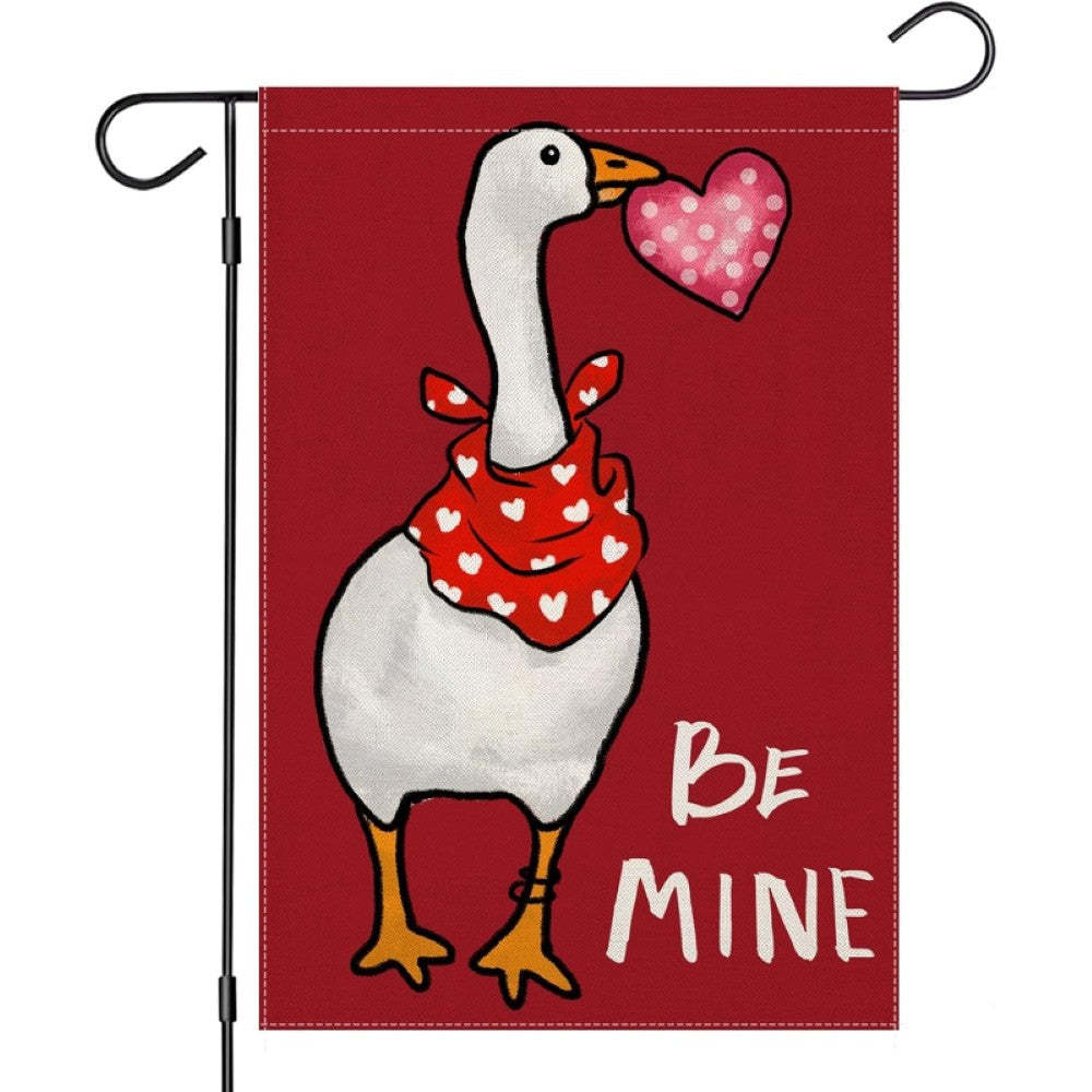 Printed Funny Goose Valentine Day Garden Flag-Globe Flags