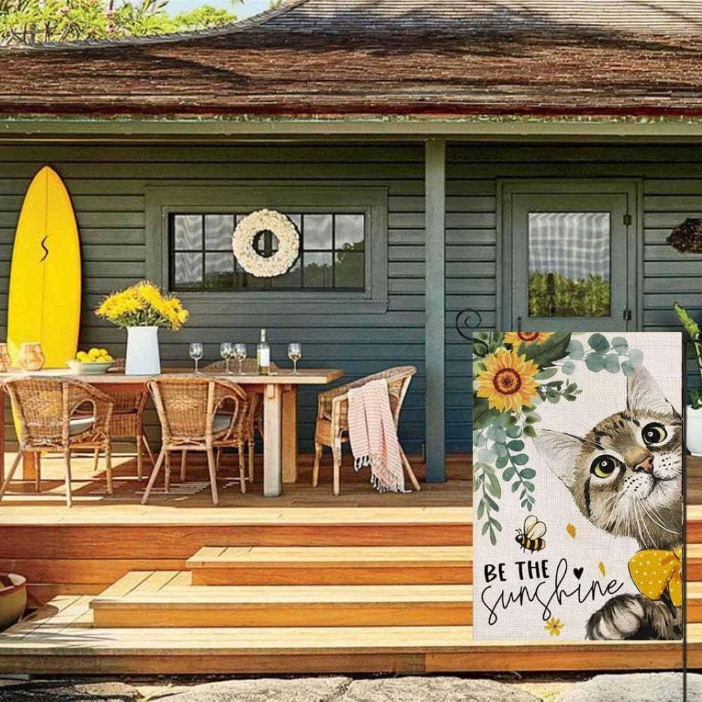 Sunshine Printed Summer Cat Garden Flag-Globe Flags