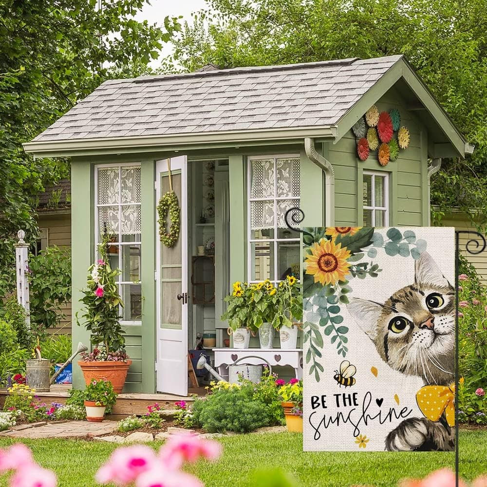 Sunshine Printed Summer Cat Garden Flag-Globe Flags