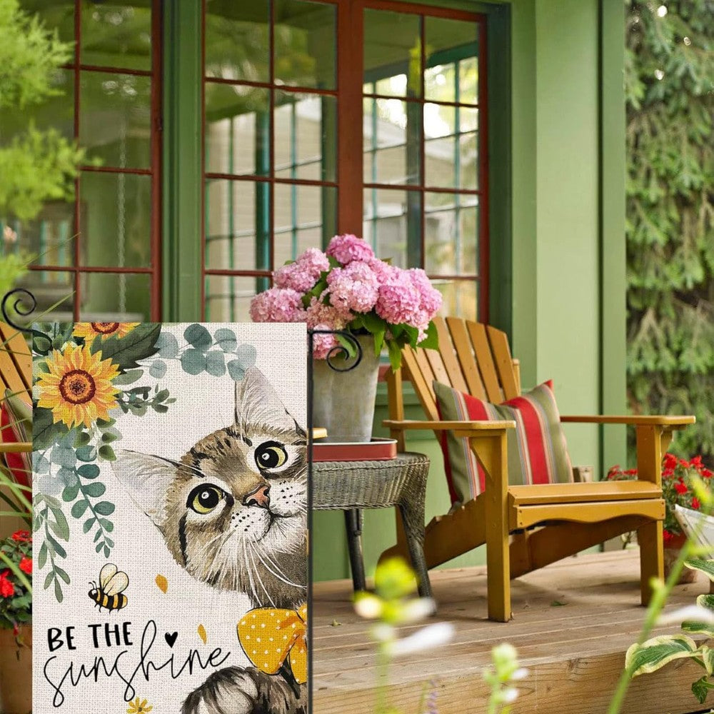 Sunshine Printed Summer Cat Garden Flag-Globe Flags