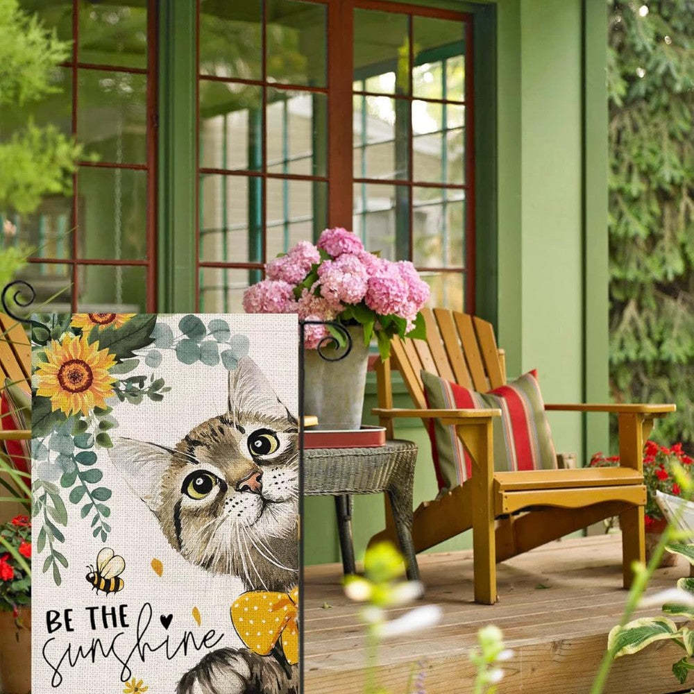 Sunshine Printed Summer Cat Garden Flag-Globe Flags
