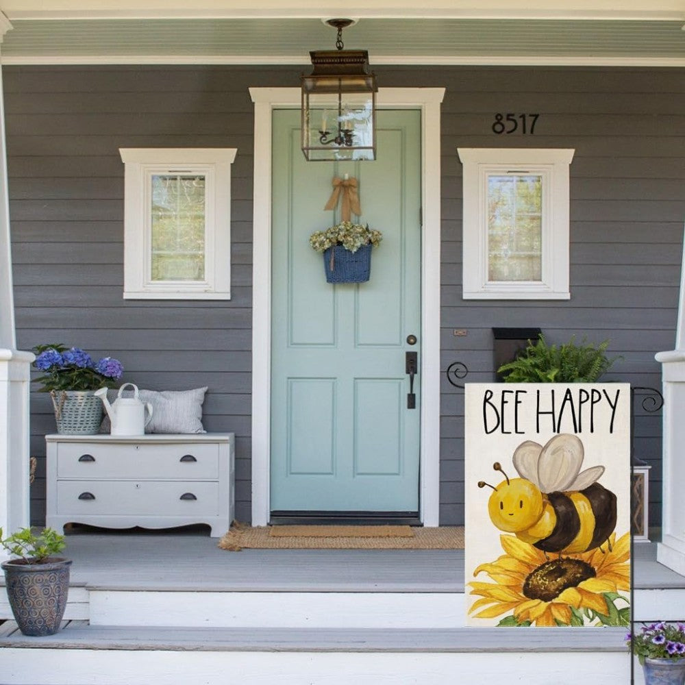 Bee Happy Printed Outdoor Decor Garden Flag fabric detail and color accuracy