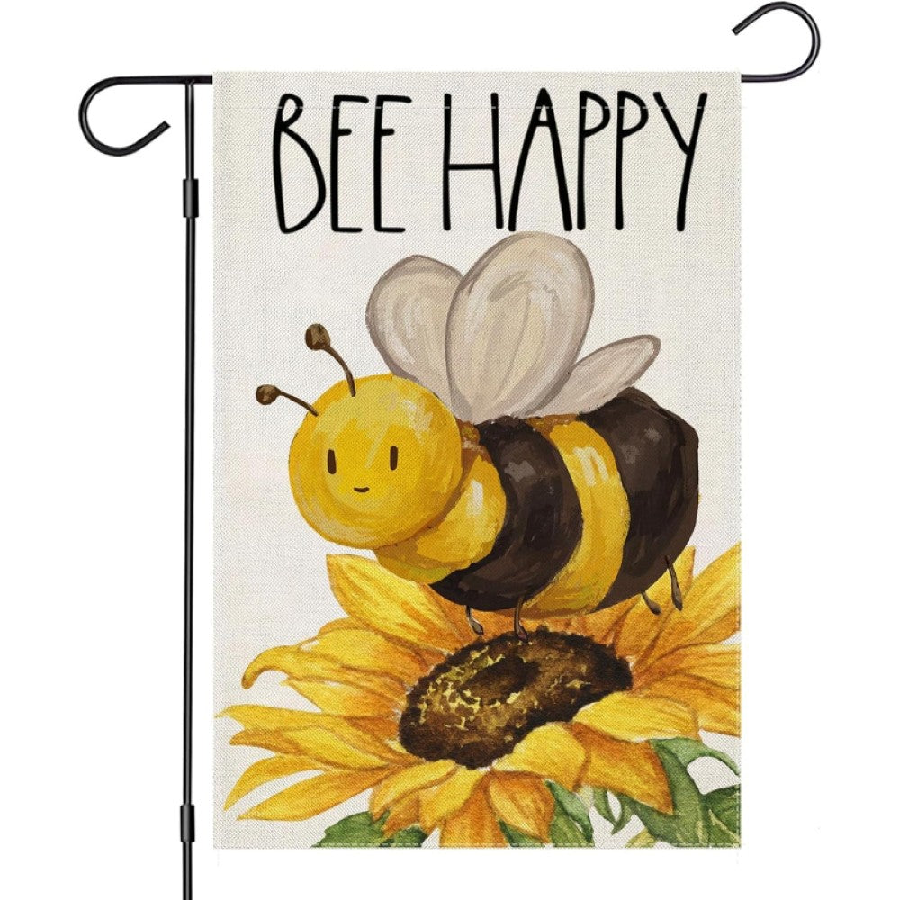 Bee Happy Printed Outdoor Decor Garden Flag-Globe Flags