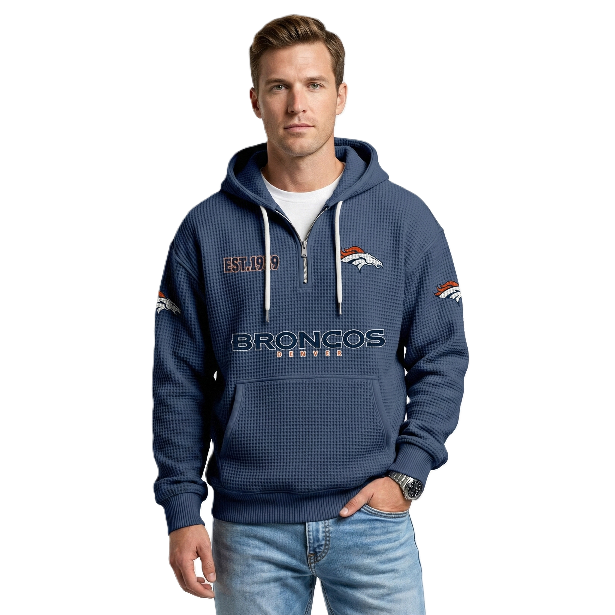 Broncos EST 1959 Waffle Quarter Zip Hoodie