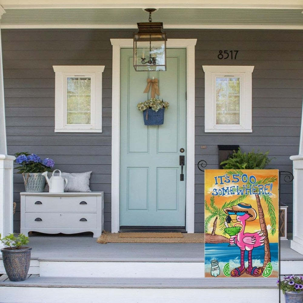 Cartoon Flamingo Printed Summer Garden Flag-Globe Flags