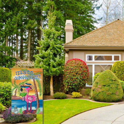 Cartoon Flamingo Printed Summer Garden Flag-Globe Flags