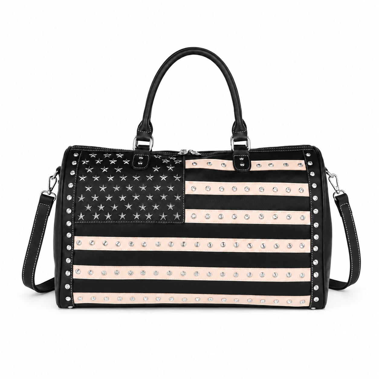 Duffel Flag Studded Weekender Travel Bag For Women