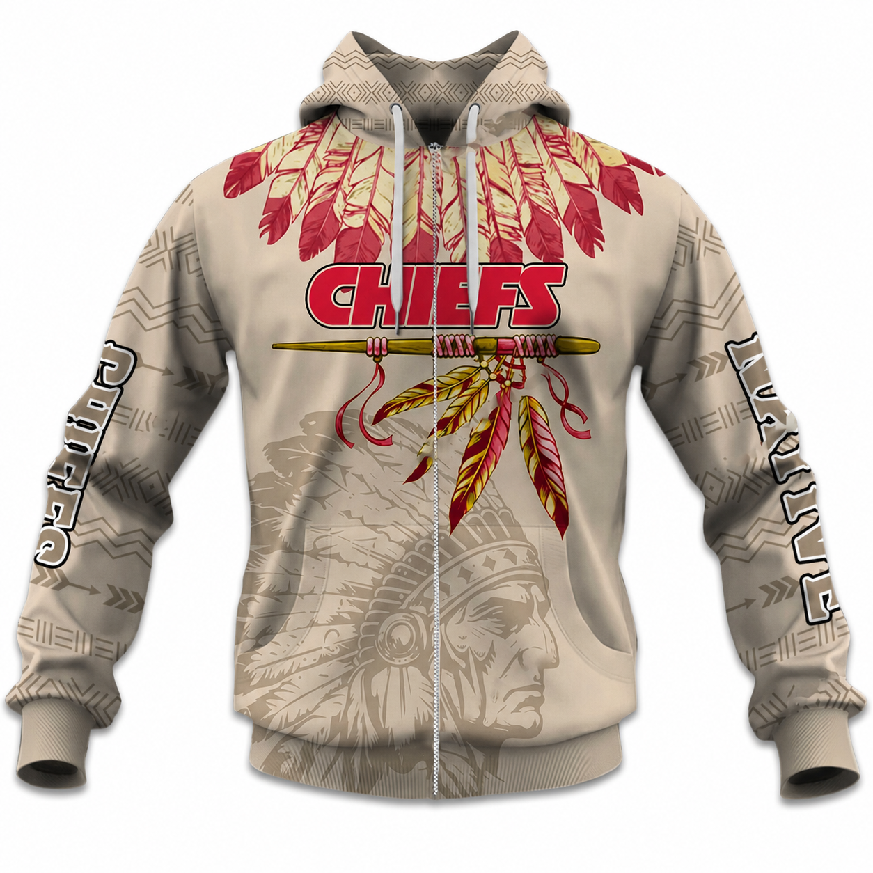 Native Heritage Printed Personalized Kansas City Chiefs Football Fan Hoodie
