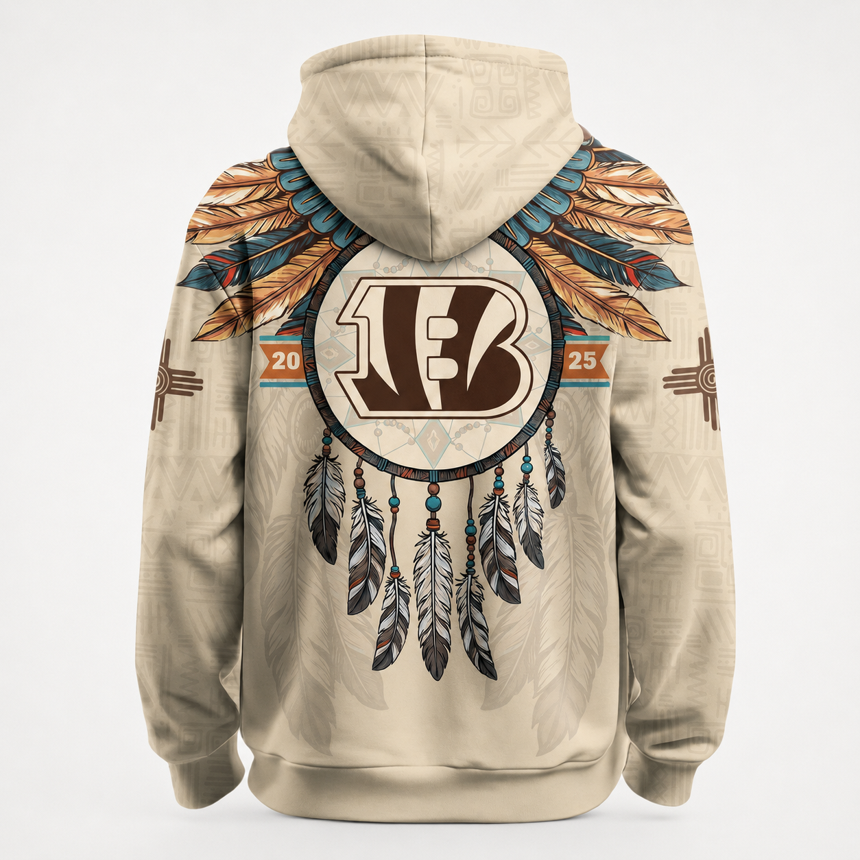 Native Heritage Inspired Cincinnati Bengals Football Fan Printed Pullover Hoodie