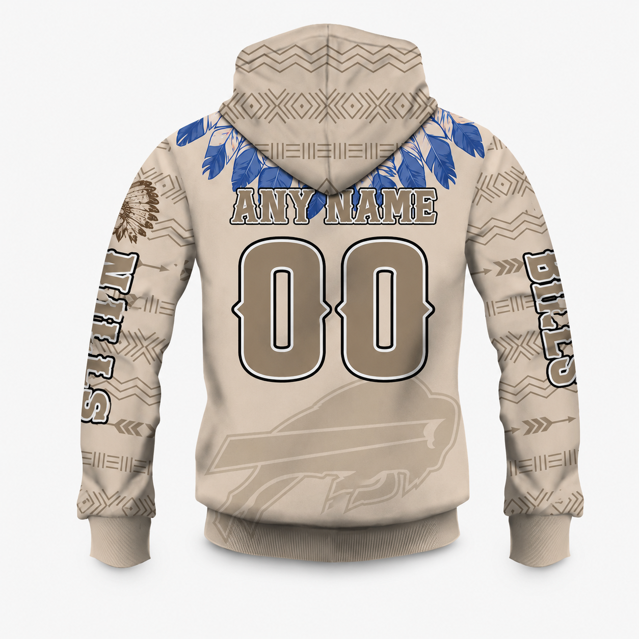 Personalized Native Heritage Themed Buffalo Bills Football Fan Pullover Hoodie