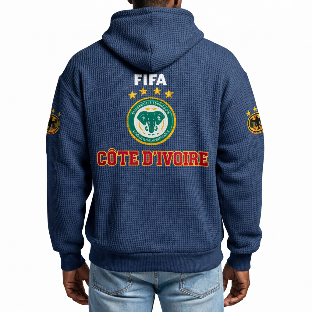 FIFA 2026 Côte d'Ivoire Printed Waffle Quarter Zip Football Fan Hoodie