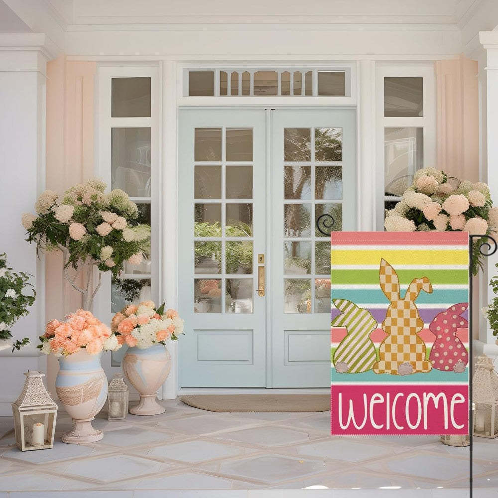 Colorful Spring Decor Printed Easter Bunny Garden Flag-Globe Flags