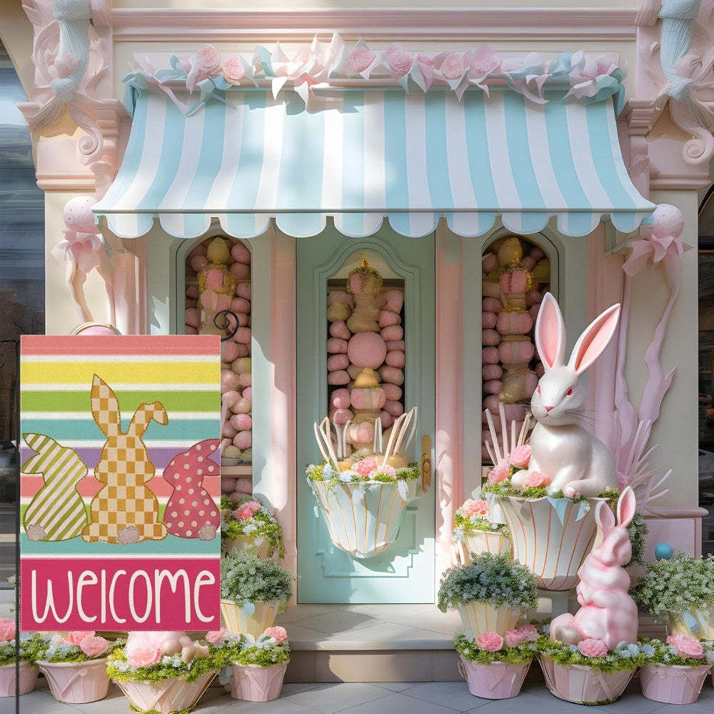 Colorful Spring Decor Printed Easter Bunny Garden Flag-Globe Flags