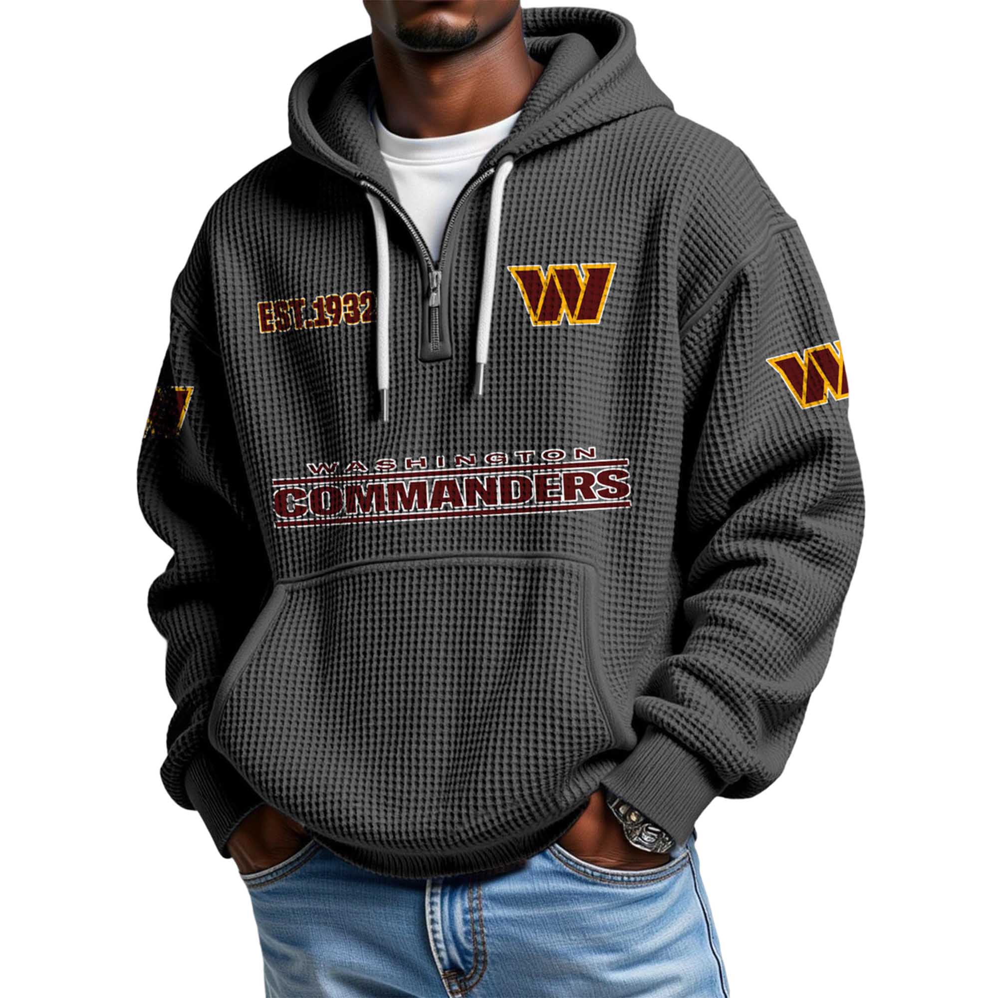 Commanders EST 1932 Quarter Zip Waffle Hoodie