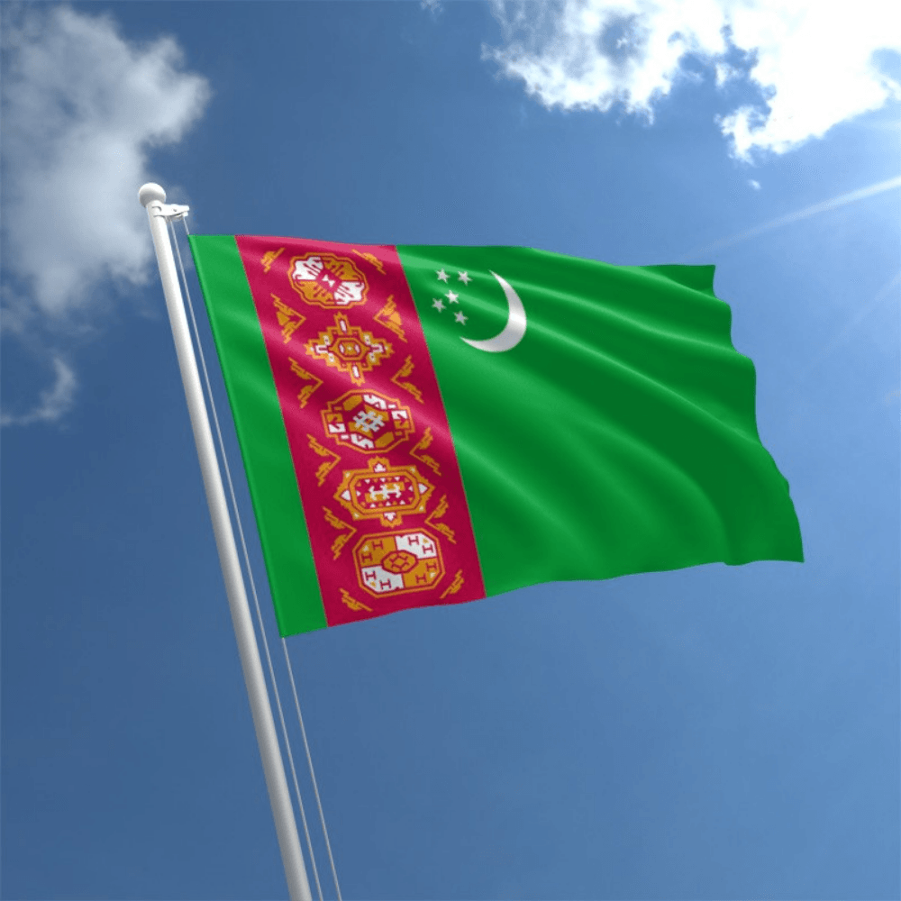 Turkmenistan National Polyester Flag-Globe Flags