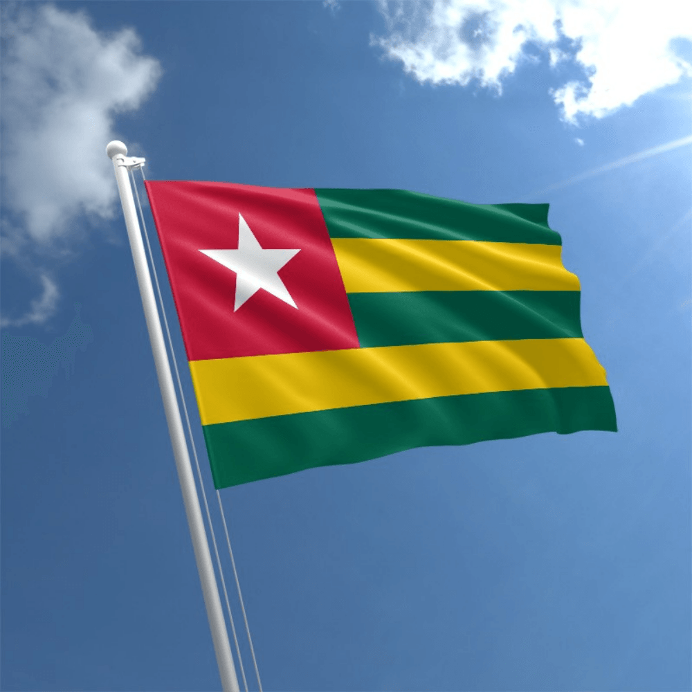 Togo Polyester Flag flying on outdoor flagpole