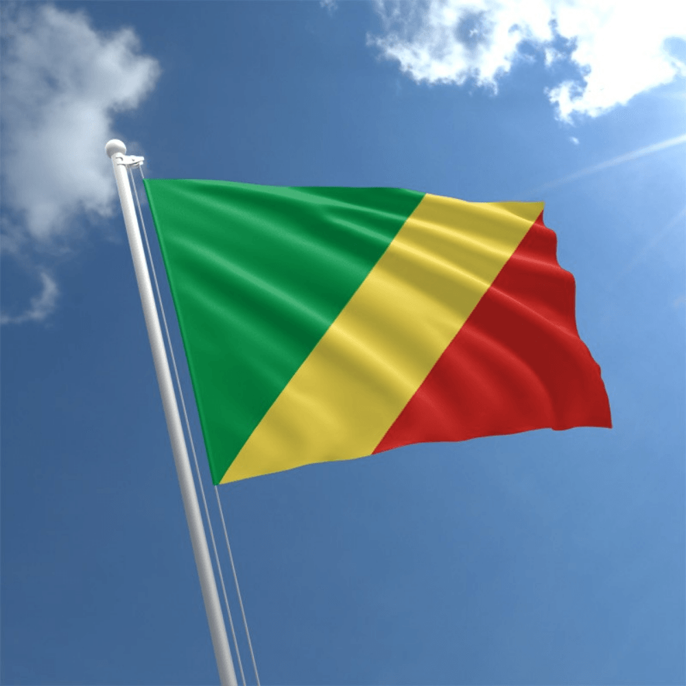 Republic of Congo Flag flying on outdoor flagpole