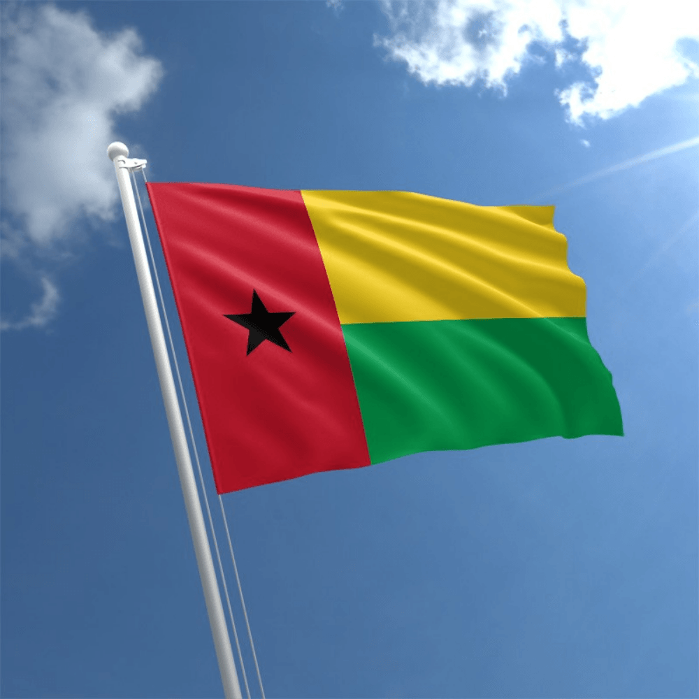 Guinea Bissau Country Flag flying on outdoor flagpole