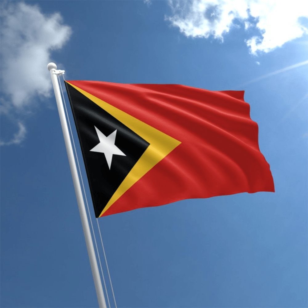 East Timor Country Flag flying on outdoor flagpole