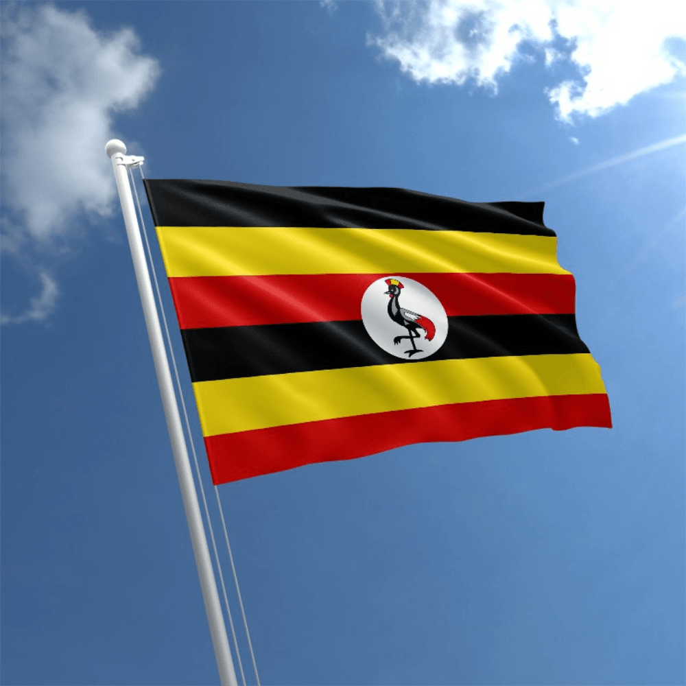 Ugandan Flag Polyester Globe flying on outdoor flagpole