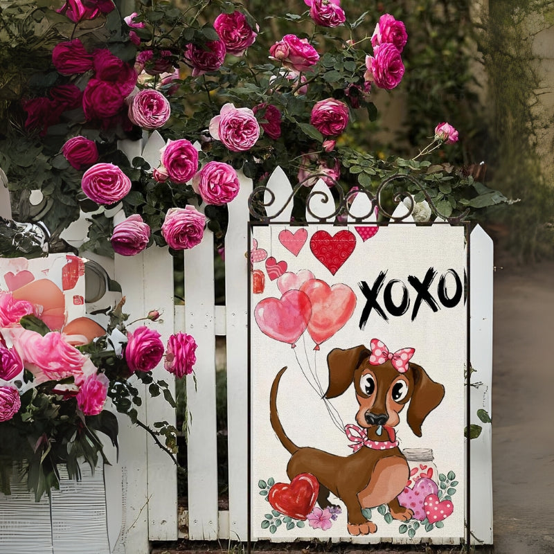 Dog With Balloons Printed Outdoor House Flag-Globe Flags