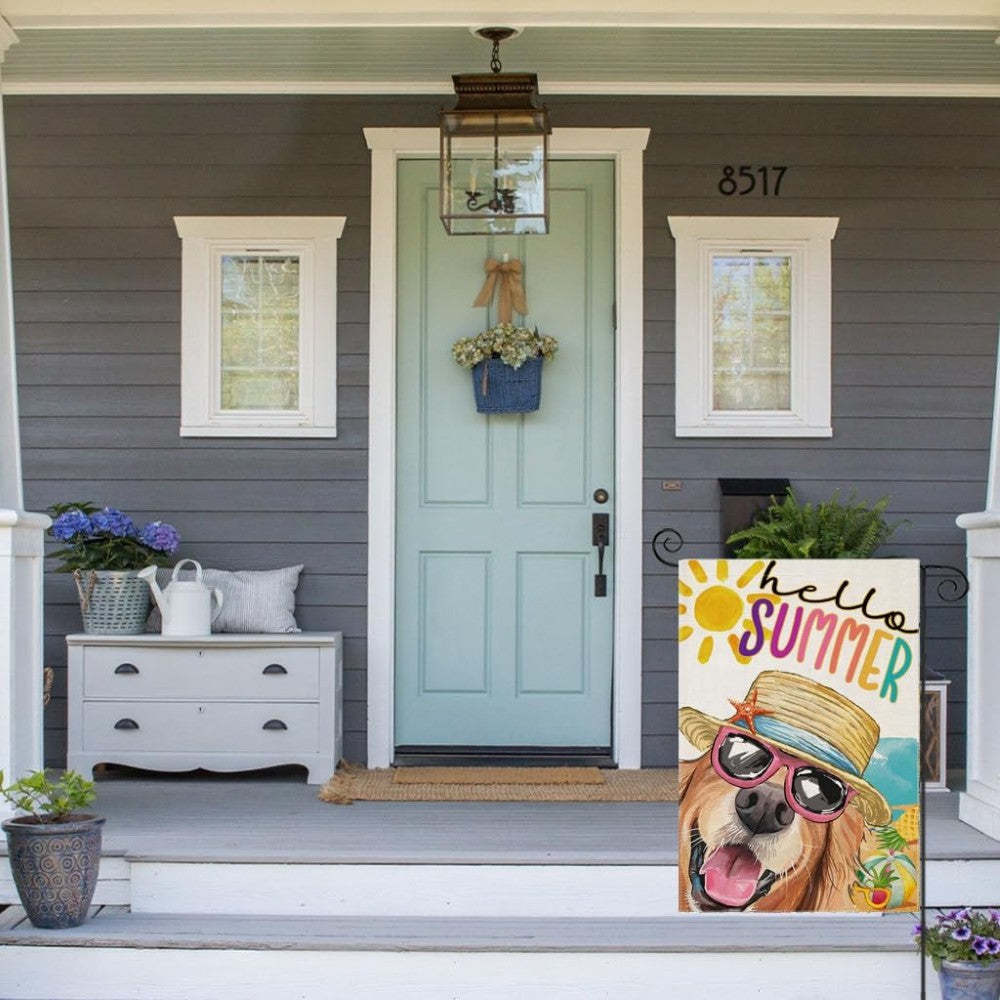 Dog With Sunglasses Printed Summer Garden Flag-Globe Flags