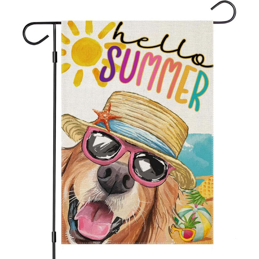 Dog With Sunglasses Printed Summer Garden Flag-Globe Flags