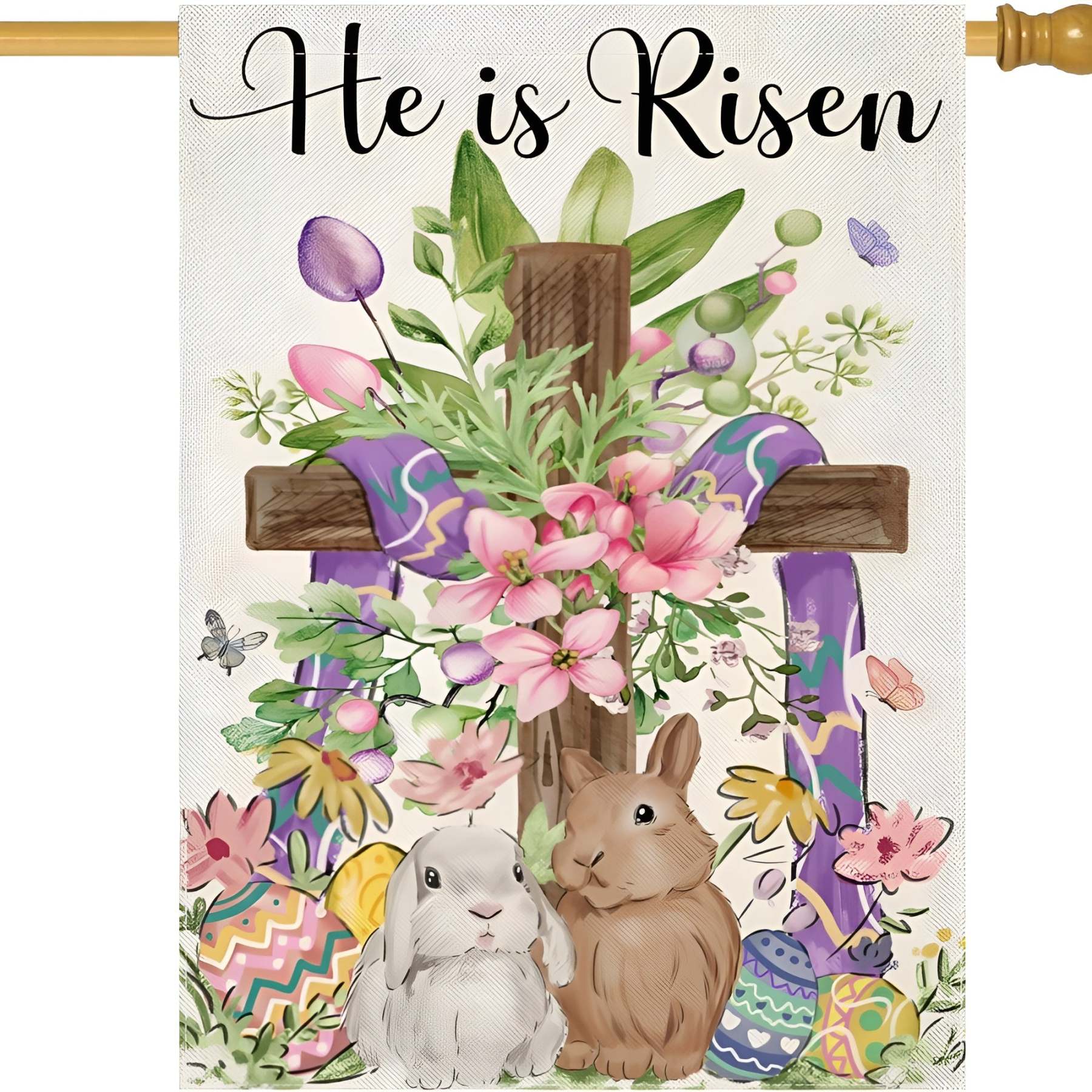 Double Sided Design Easter He Is Risen House Flag-Globe Flags