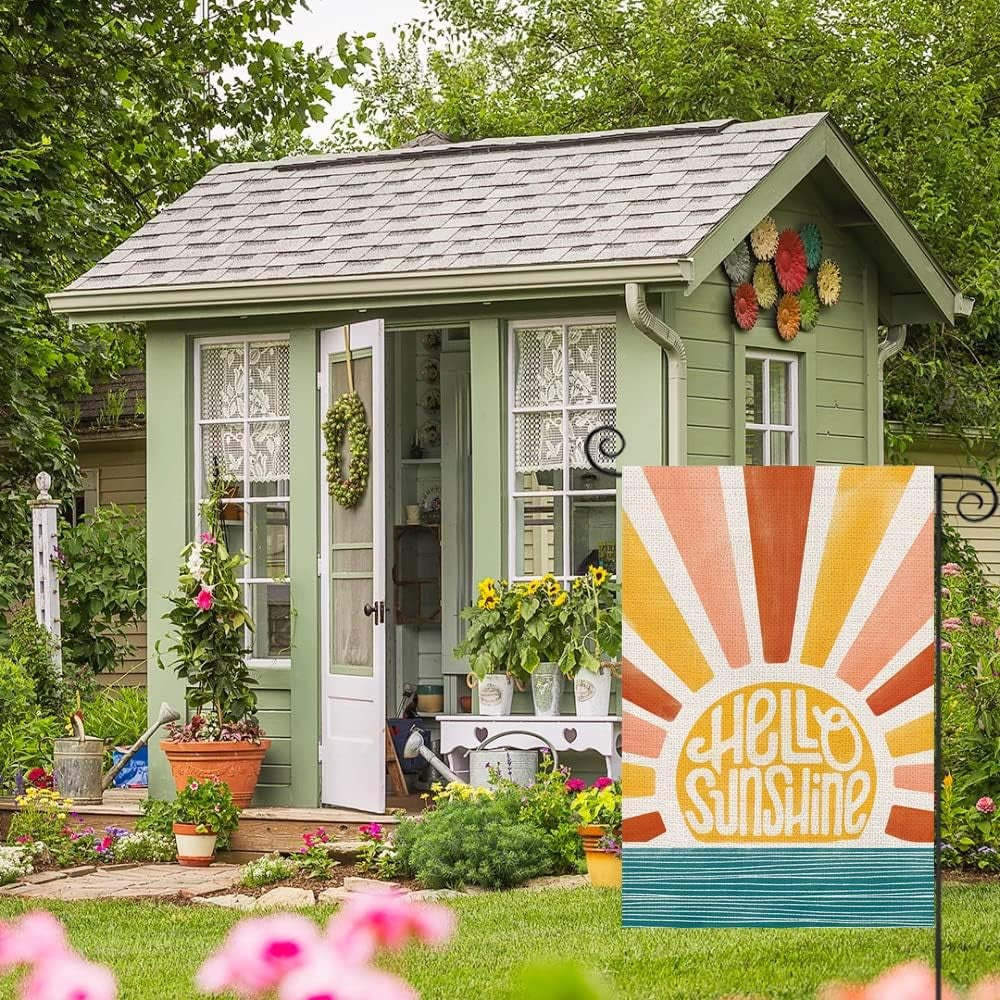 Double Sided Hello Sunshine Printed Garden Flag-Globe Flags