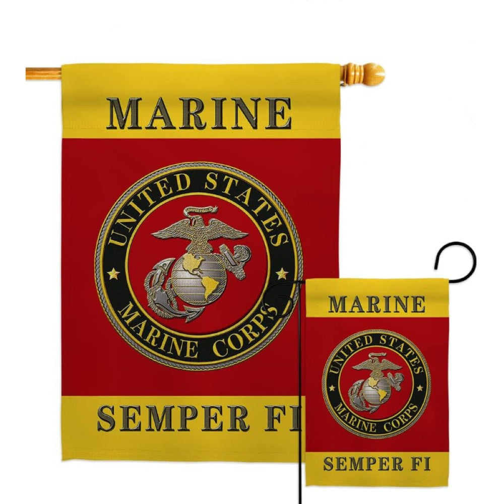 Double Sided US Marine Corps Flag-Globe Flags
